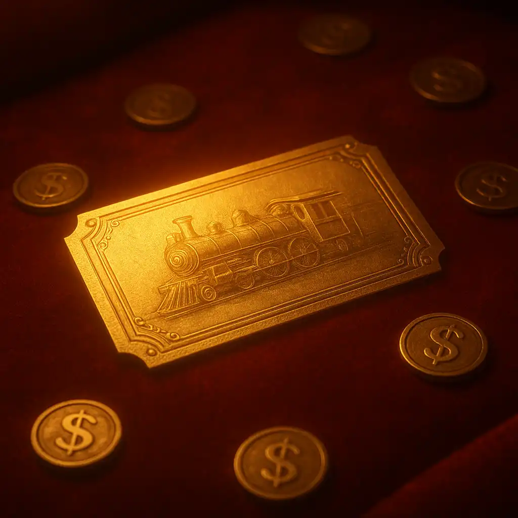 Golden train ticket illustration representing a weekend reload bonus